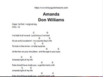 Printable guitar chords and lyrics PDF included with each lesson
