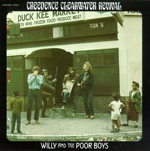 Album cover for 'Willy And The Poor Boys' album featuring the song 'Cotton Fields' by Creedence Clearwater Revival – Learn to play on guitar.