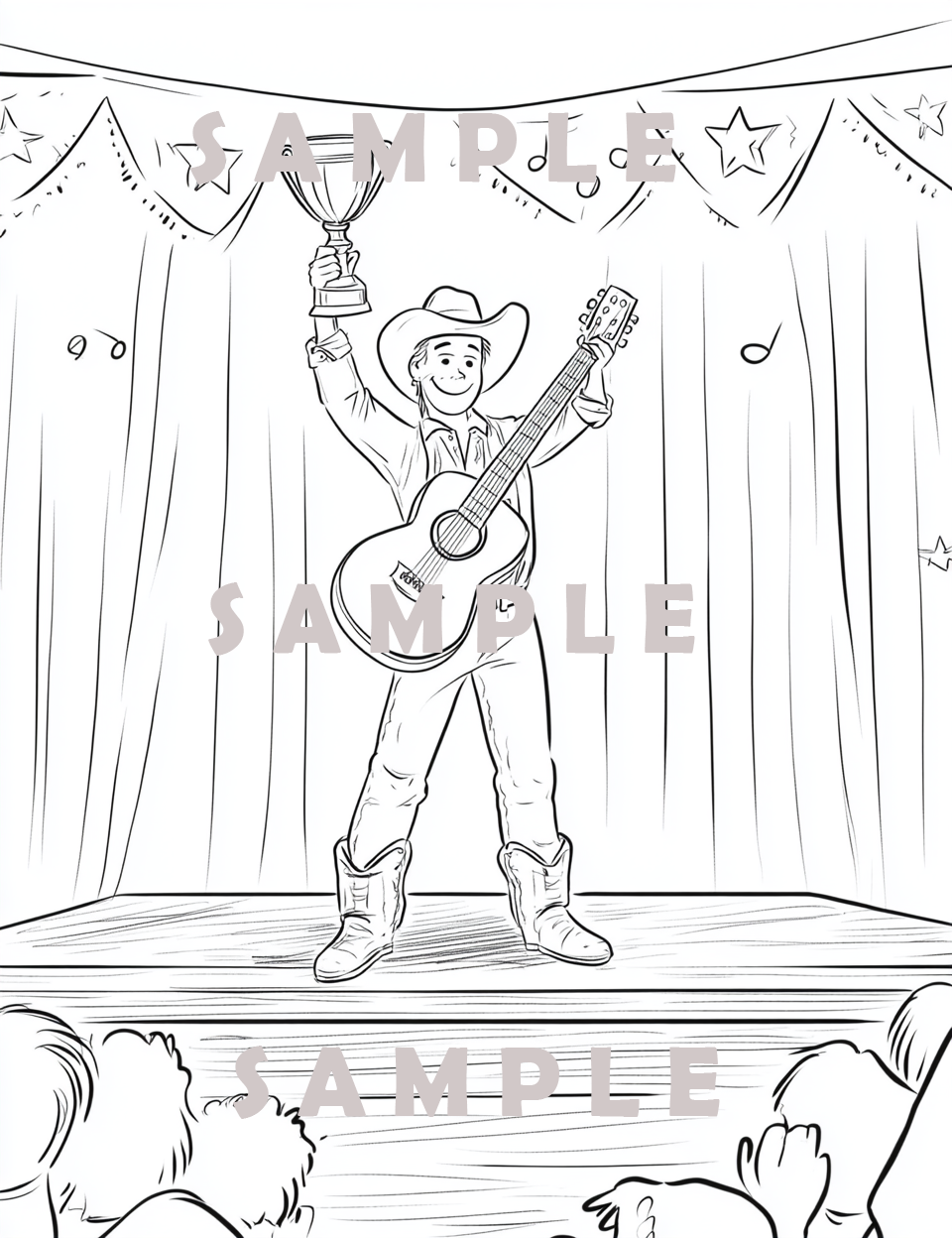Image cover of Country Music Awards featuring country music coloring pages for kids and adults