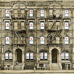 Album cover of Physical Graffiti featuring the best Led Zeppelin songs and the song Down By The Seaside. Album cover of Physical Graffiti featuring the best Led Zeppelin songs and the song Down By The Seaside.