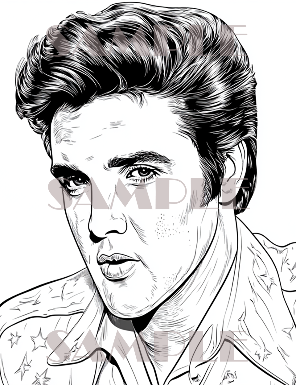 book cover of an Elvis Presley Portrait featuring elvis presley coloring pages and the image of an elvis portrait