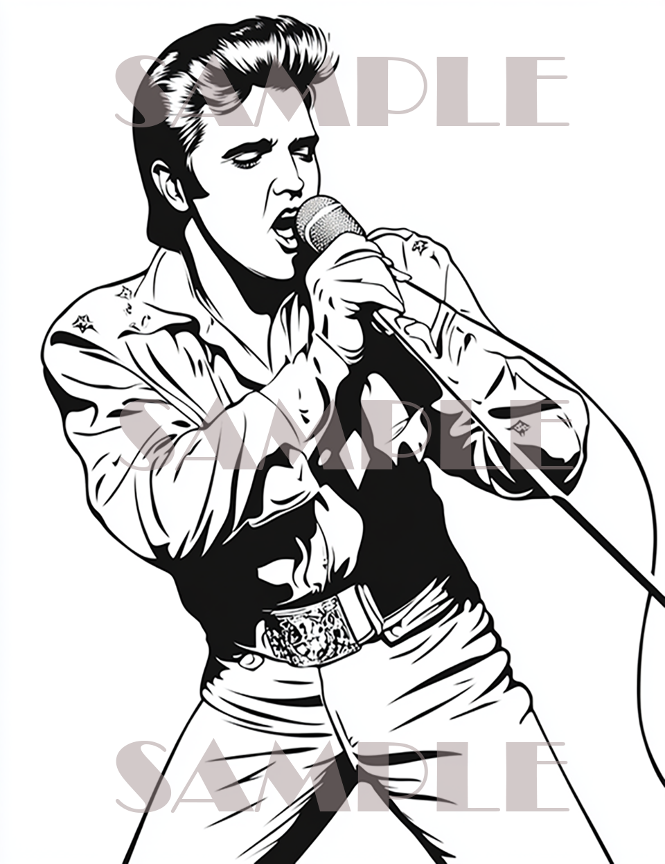 book cover of Elvis singing featuring elvis presley coloring pages and the image of elvis singing into a mic on stage book cover of Elvis singing featuring elvis presley coloring pages and the image of elvis singing into a mic on stage