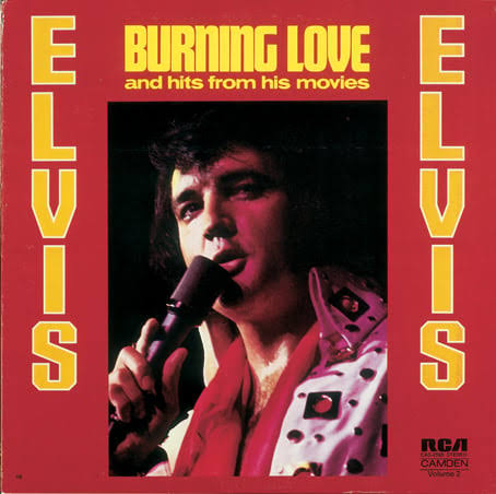Album cover for 'Elvis Burning Love' album featuring the song 'It's A Matter Of Time' by Elvis Presley. Album cover for 'Elvis Burning Love' album featuring the song 'It's A Matter Of Time' by Elvis Presley.
