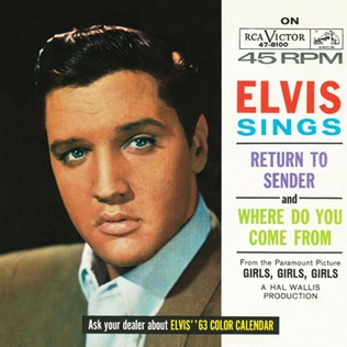 Album cover of the single for Return To Sender featuring love songs of Elvis Presley and the song Return To Sender Album cover of the single for Return To Sender featuring love songs of Elvis Presley and the song Return To Sender