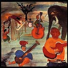 Album cover for 'Music From Big Pink' album featuring the song 'The Weight' by The Band – Learn to play on guitar.