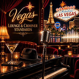 Vintage Las Vegas lounge with grand piano, classic microphone and elegant atmosphere celebrating timeless American standards. Vintage Las Vegas lounge with grand piano, classic microphone and elegant atmosphere celebrating timeless American standards.