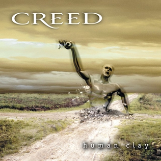 Album cover for 'Human Clay' album featuring the song 'With Arms Wide Open' by Creed – Learn to play on guitar.